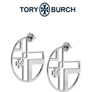Tory Burch ■ Silver Chevron Cutout Hoop Earrings